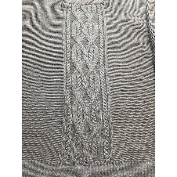 Calvin Klein Fisherman Cable Knit Sweater Men XL Chunky V Neck Black Pullover - Picture 3 of 11